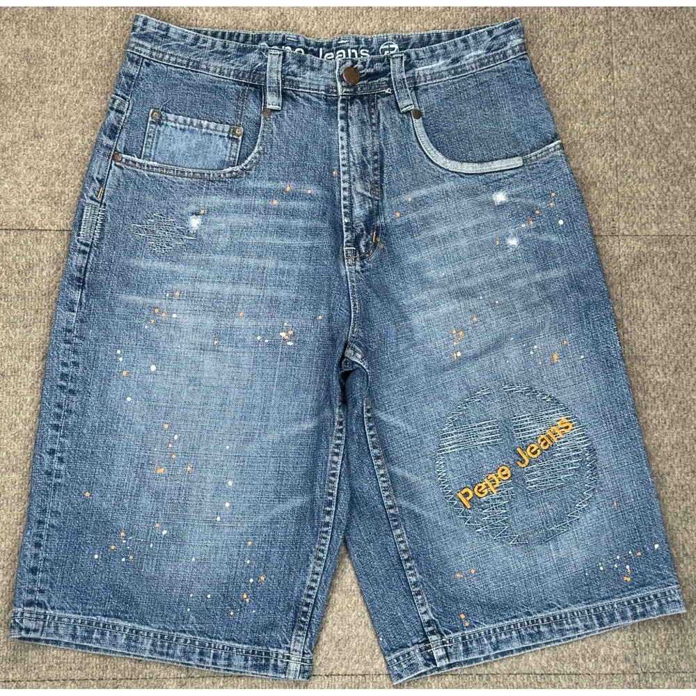 Pepe Jeans 1973 Vintage 5 Pocket Embroidered Men's Denim Shorts Size 34